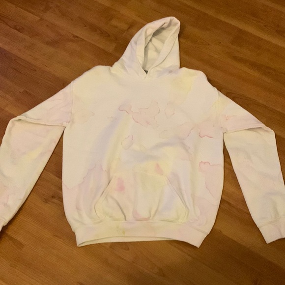 *lightly worn* pastel yellow and pink tie die on white hoodie - Picture 1 of 4